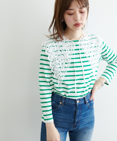natural couture(ナチュラルクチュール)の「【WEB限定】レース付け衿シンプルリブニット(ニット/セーター・レディース・ブラック/アイボリー/ラベンダー・FREE)」の17枚目の写真