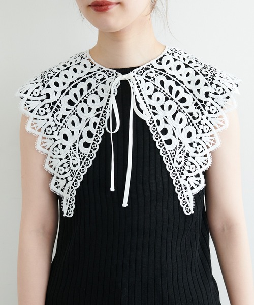 natural couture(ナチュラルクチュール)の「【WEB限定】レース付け衿シンプルリブニット(ニット/セーター・レディース・ブラック/アイボリー/ラベンダー・FREE)」の22枚目の写真