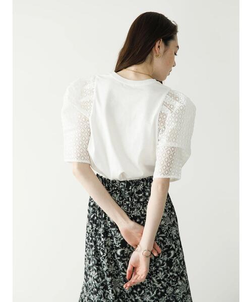 koe（コエ）の「袖ボリュームレース切替プルオーバー*（Tシャツ/カットソー・レディース・レッド/ホワイト/グリーン/ブラック・FREE）」の10枚目の写真