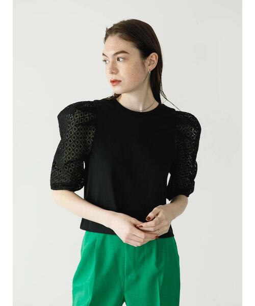 koe（コエ）の「袖ボリュームレース切替プルオーバー*（Tシャツ/カットソー・レディース・レッド/ホワイト/グリーン/ブラック・FREE）」の15枚目の写真