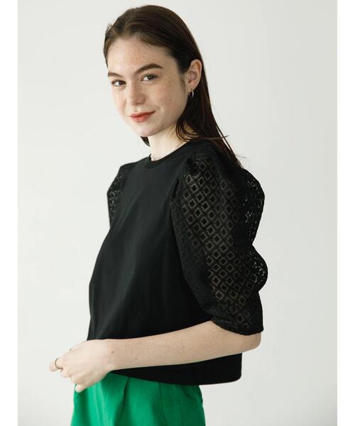 koe（コエ）の「袖ボリュームレース切替プルオーバー*（Tシャツ/カットソー・レディース・レッド/ホワイト/グリーン/ブラック・FREE）」の16枚目の写真