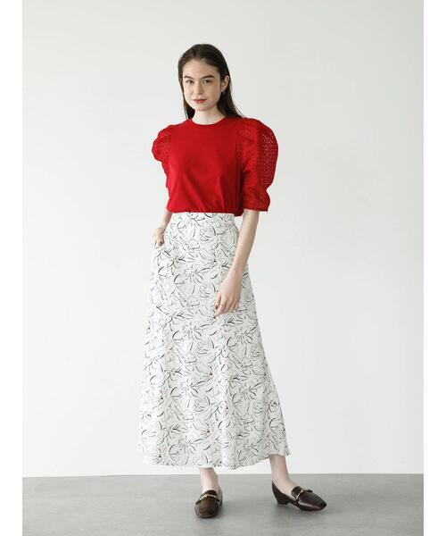 koe（コエ）の「袖ボリュームレース切替プルオーバー*（Tシャツ/カットソー・レディース・レッド/ホワイト/グリーン/ブラック・FREE）」の19枚目の写真