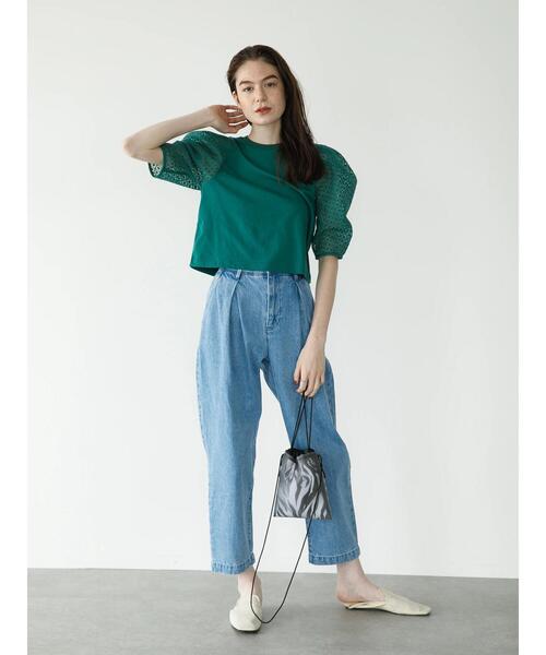 koe（コエ）の「袖ボリュームレース切替プルオーバー*（Tシャツ/カットソー・レディース・レッド/ホワイト/グリーン/ブラック・FREE）」の21枚目の写真