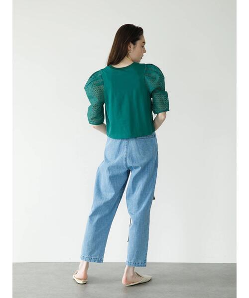 koe（コエ）の「袖ボリュームレース切替プルオーバー*（Tシャツ/カットソー・レディース・レッド/ホワイト/グリーン/ブラック・FREE）」の22枚目の写真