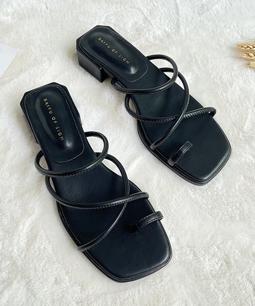 Lace Ladies（レースレディース）の「スクエアトゥ ナロートング フラットサンダル（サンダル・レディース・ベージュ/ホワイト/ブラック・23.5/24.5/22/22.5/23/24/25）」の3枚目の写真