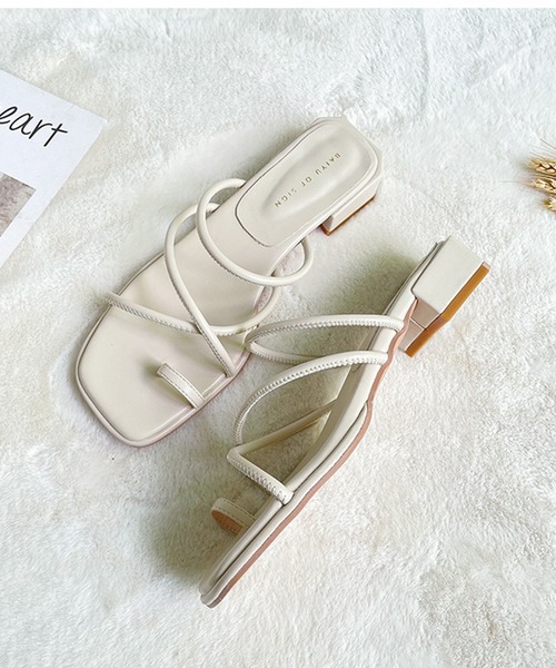 Lace Ladies（レースレディース）の「スクエアトゥ ナロートング フラットサンダル（サンダル・レディース・ベージュ/ホワイト/ブラック・23.5/24.5/22/22.5/23/24/25）」の16枚目の写真