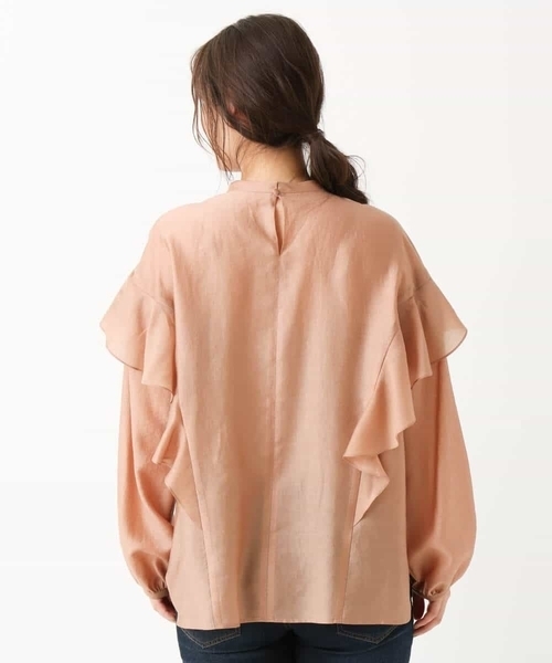 MK MICHEL KLEIN（エムケーミッシェルクラン）の「フリルディティールブラウス/洗える（シャツ/ブラウス・レディース・オレンジ/ピンクベージュ・38）」の6枚目の写真