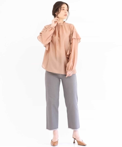 MK MICHEL KLEIN（エムケーミッシェルクラン）の「フリルディティールブラウス/洗える（シャツ/ブラウス・レディース・オレンジ/ピンクベージュ・38）」の12枚目の写真