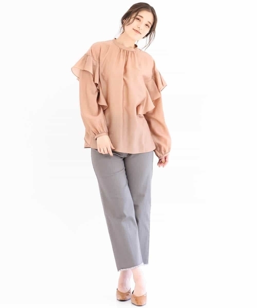 MK MICHEL KLEIN（エムケーミッシェルクラン）の「フリルディティールブラウス/洗える（シャツ/ブラウス・レディース・オレンジ/ピンクベージュ・38）」の13枚目の写真