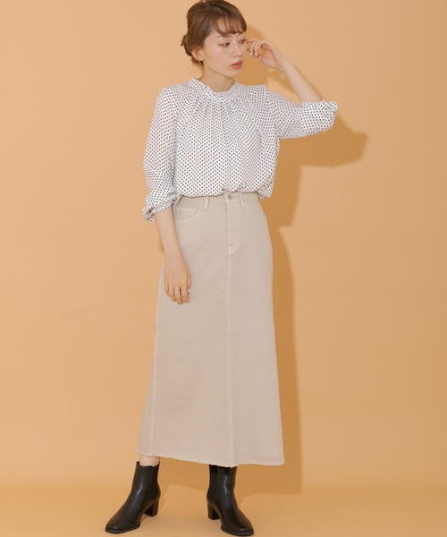 URBAN RESEARCH Sonny Label（アーバンリサーチサニーレーベル）の「カラーデニムロングスカート（スカート・レディース・ベージュ/グレー/ピンク・36/38）」の4枚目の写真