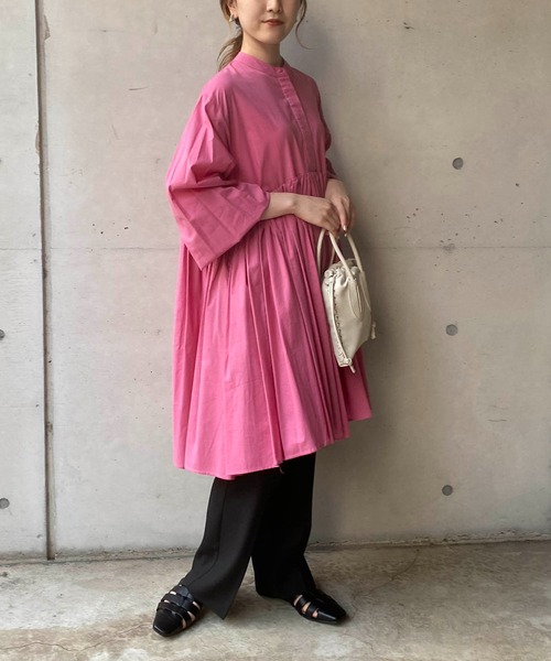 CAPRICIEUX LE'MAGE（カプリシューレマージュ）の「ギャザーチュニックシャツ（Tシャツ/カットソー・レディース・ホワイト/ブラック/ピンク・FREE）」の21枚目の写真