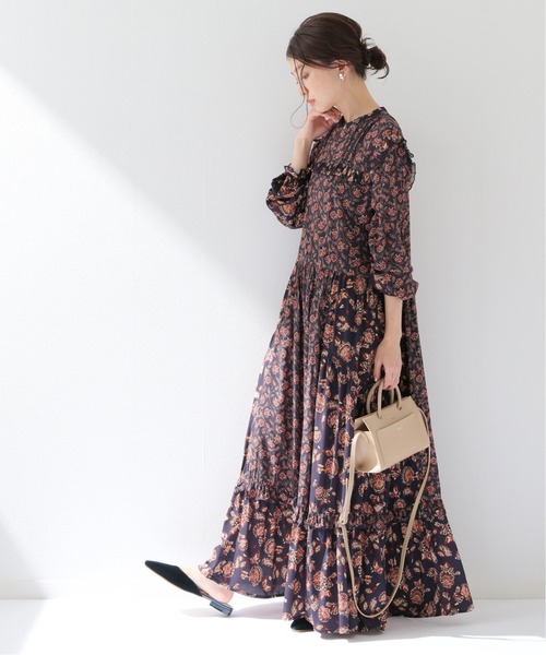 SLOBE IENA（スローブイエナ）の「SPRINTEXフラワーペイズリーワンピース【手洗い可能】◆（ワンピース・レディース・ネイビー・FREE）」の18枚目の写真