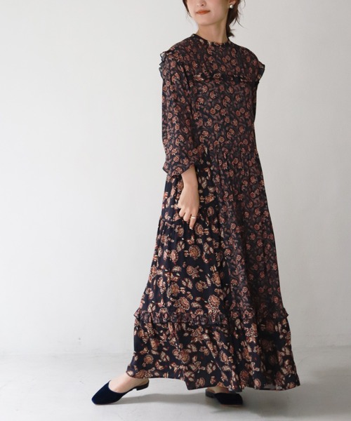 SLOBE IENA（スローブイエナ）の「SPRINTEXフラワーペイズリーワンピース【手洗い可能】◆（ワンピース・レディース・ネイビー・FREE）」の21枚目の写真