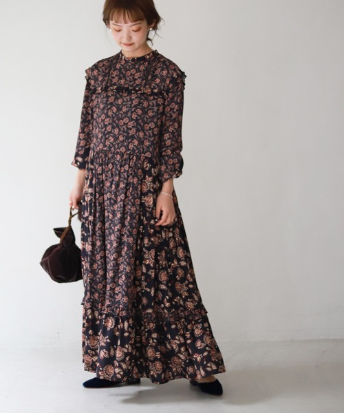 SLOBE IENA（スローブイエナ）の「SPRINTEXフラワーペイズリーワンピース【手洗い可能】◆（ワンピース・レディース・ネイビー・FREE）」の19枚目の写真