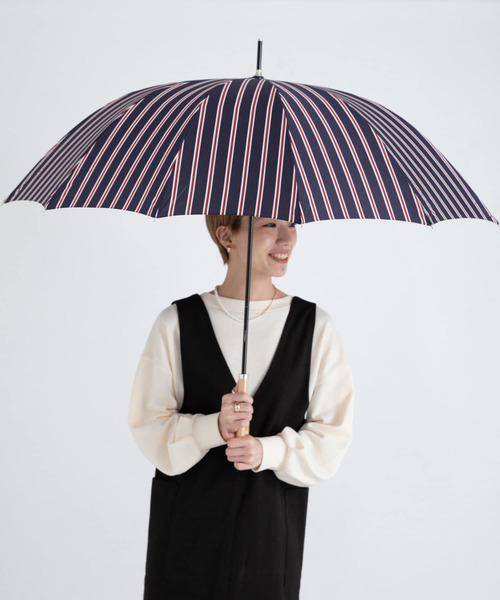 ameme（アメメ）の「because　12本骨長傘（長傘・レディース・ネイビー/カーキ/ストライプ/レッド・FREE）」の4枚目の写真