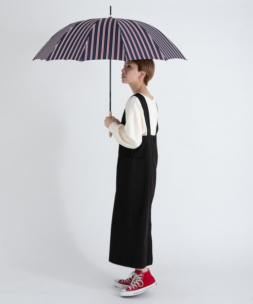 ameme（アメメ）の「because　12本骨長傘（長傘・レディース・ネイビー/カーキ/ストライプ/レッド・FREE）」の5枚目の写真