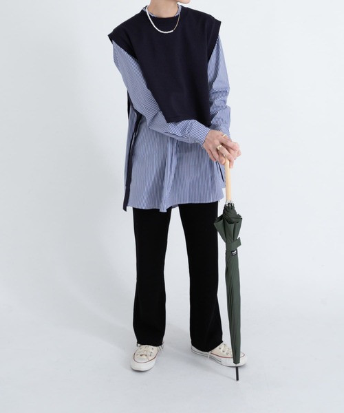 ameme（アメメ）の「because　12本骨長傘（長傘・レディース・ネイビー/カーキ/ストライプ/レッド・FREE）」の16枚目の写真