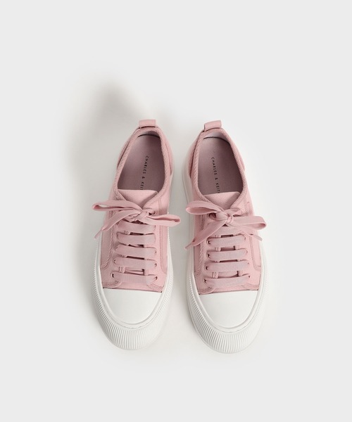 CHARLES & KEITH（チャールズ & キース）の「オーガニックコットン ロウトップスニーカー / Organic Cotton Low-Top Sneakers（スニーカー・レディース・ホワイト/ブラック/ピンク・24.5cm/25.5cm/23.5cm/25cm/23cm/22.5cm）」の10枚目の写真