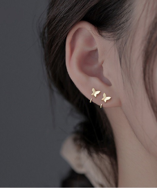 Ritomo De Ricco（リトモ・デ・リコ）の「金アレ対応オールSV925バタフライピアス（ピアス（両耳用）・レディース・シルバー/ゴールド・SMALL）」の6枚目の写真