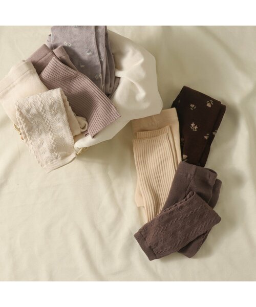 apres les cours（アプレレクール）の「ジャガードお花柄レギンス（レギンス/スパッツ・キッズ・ネイビー/アイボリー/ベージュ・120/90/140/100/110）」の12枚目の写真