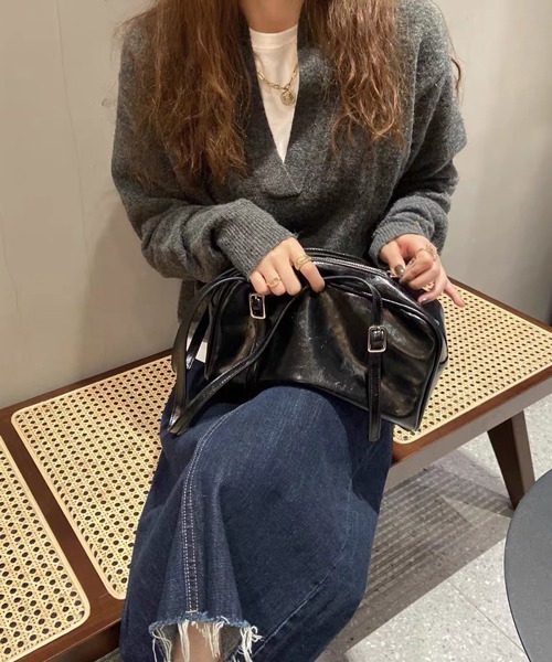 HALEY PESCA（ヘーリーペスカ）の「HALEY PESCA/ヴィンテージ風 スクエア ショルダーバッグ（ショルダーバッグ・レディース・ブラック/グリーン・FREE）」の6枚目の写真