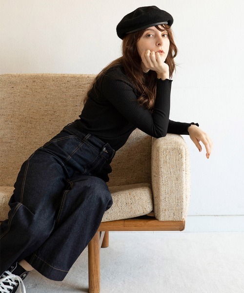 mangata(モンガータ)の「High neck rib knit(ニット/セーター・レディース・ホワイト/ブラック/ピンク・FREE)」の1枚目の写真