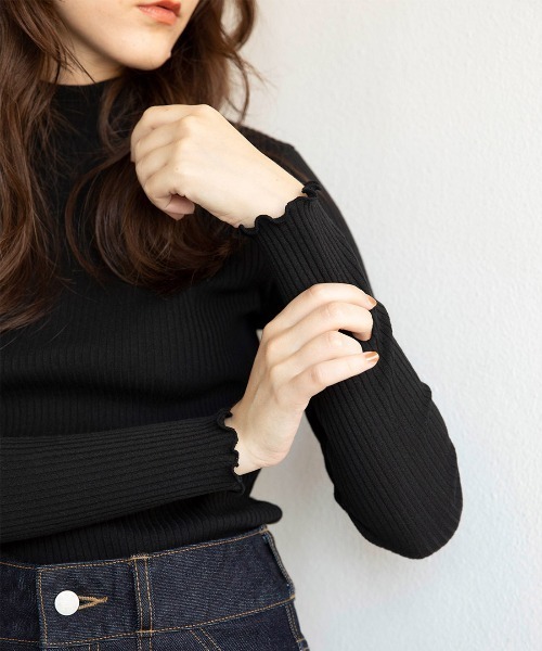 mangata(モンガータ)の「High neck rib knit(ニット/セーター・レディース・ホワイト/ブラック/ピンク・FREE)」の8枚目の写真