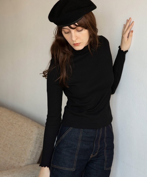 mangata(モンガータ)の「High neck rib knit(ニット/セーター・レディース・ホワイト/ブラック/ピンク・FREE)」の9枚目の写真