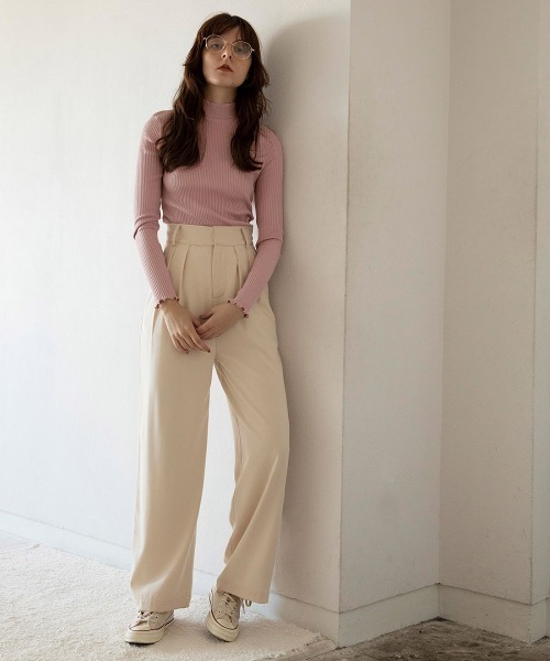 mangata(モンガータ)の「High neck rib knit(ニット/セーター・レディース・ホワイト/ブラック/ピンク・FREE)」の10枚目の写真