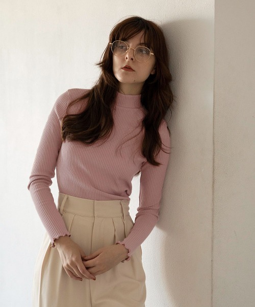 mangata(モンガータ)の「High neck rib knit(ニット/セーター・レディース・ホワイト/ブラック/ピンク・FREE)」の11枚目の写真