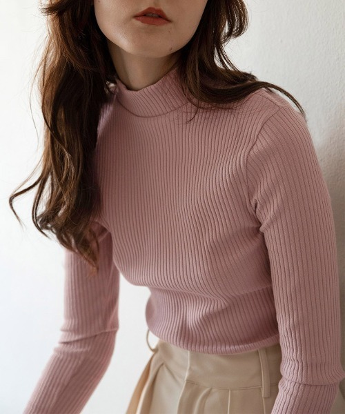 mangata(モンガータ)の「High neck rib knit(ニット/セーター・レディース・ホワイト/ブラック/ピンク・FREE)」の12枚目の写真