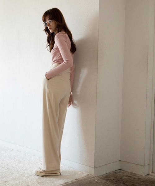 mangata(モンガータ)の「High neck rib knit(ニット/セーター・レディース・ホワイト/ブラック/ピンク・FREE)」の13枚目の写真