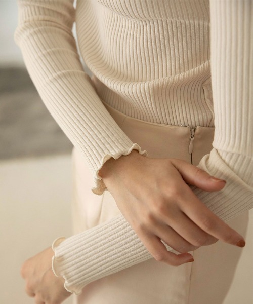 mangata(モンガータ)の「High neck rib knit(ニット/セーター・レディース・ホワイト/ブラック/ピンク・FREE)」の17枚目の写真