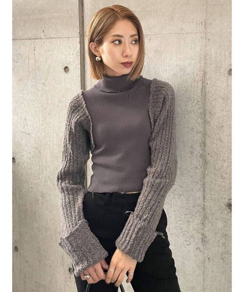EMODA(エモダ)の「ドッキングフィットボレロニット(ニット/セーター・レディース・ブラック/グレー/アイボリー・FREE)」の8枚目の写真
