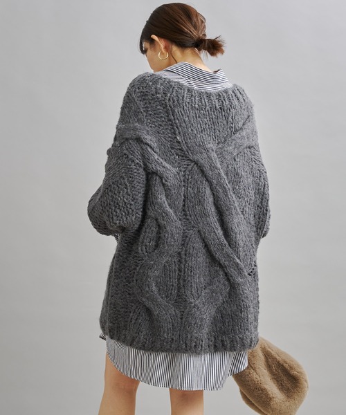 DouDou（ドゥドゥ）の「ハンドメイドケーブルプルオーバー（ニット/セーター・レディース・チャコールグレー/ブルー・FREE）」の13枚目の写真