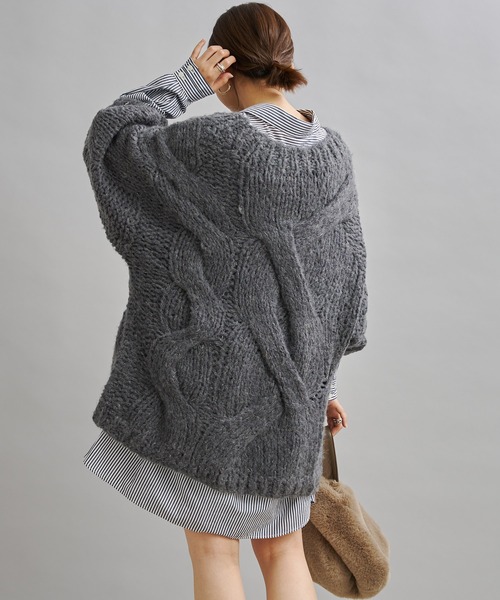 DouDou（ドゥドゥ）の「ハンドメイドケーブルプルオーバー（ニット/セーター・レディース・チャコールグレー/ブルー・FREE）」の22枚目の写真
