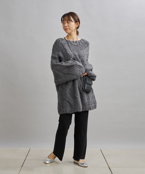 DouDou（ドゥドゥ）の「ハンドメイドケーブルプルオーバー（ニット/セーター・レディース・チャコールグレー/ブルー・FREE）」の18枚目の写真