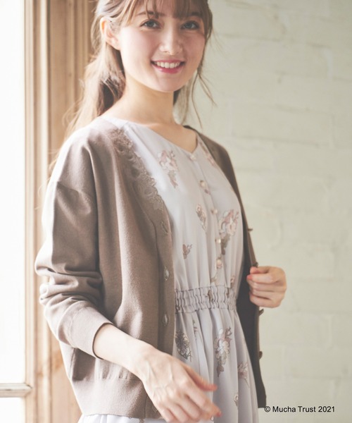LAISSE PASSE(レッセパッセ)の「【Mucha/Rose】刺繍カーディガン(カーディガン/ボレロ・レディース・モカ/ピンク・MEDIUM)」の4枚目の写真