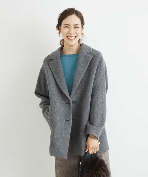 MICHEL KLEIN(ミッシェル・クラン)の「ウールチェスターコート(MANTECO)(チェスターコート・レディース・グレー/サンドベージュ・38)」の20枚目の写真