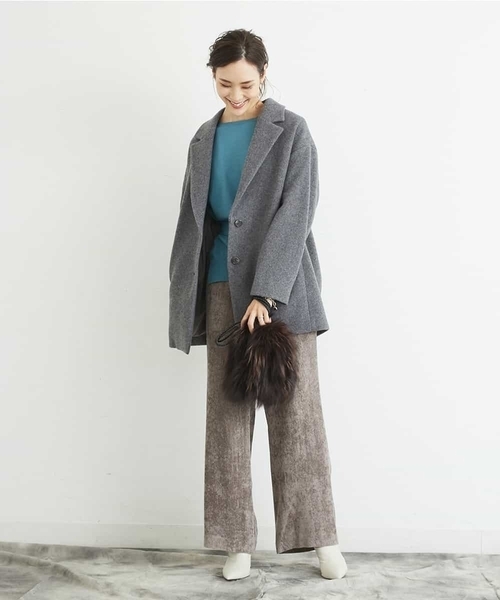 MICHEL KLEIN(ミッシェル・クラン)の「ウールチェスターコート(MANTECO)(チェスターコート・レディース・グレー/サンドベージュ・38)」の21枚目の写真