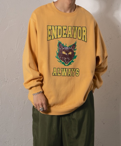 kutir（クティール）の「ロックキャット裏起毛スウェット（スウェット・メンズ・チャコールグレー/パープル/グリーン/イエロー・MEDIUM/LARGE）」の4枚目の写真