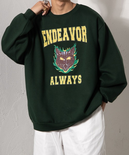 kutir（クティール）の「ロックキャット裏起毛スウェット（スウェット・メンズ・チャコールグレー/パープル/グリーン/イエロー・MEDIUM/LARGE）」の2枚目の写真