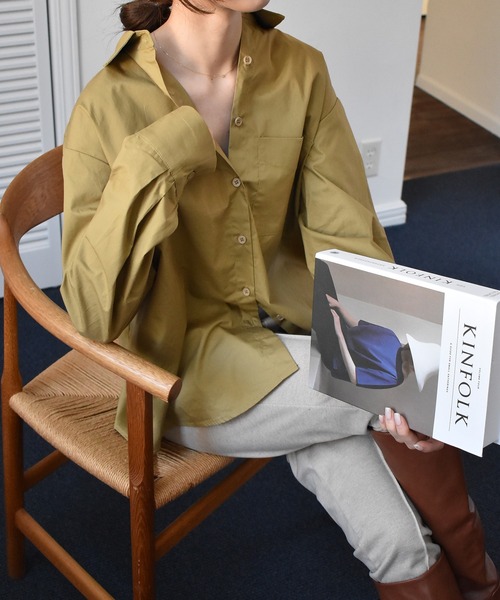 solleim(ソルレム)の「オーバーサイズシャツ(シャツ/ブラウス・レディース・グレー/カーキ・M)」の7枚目の写真