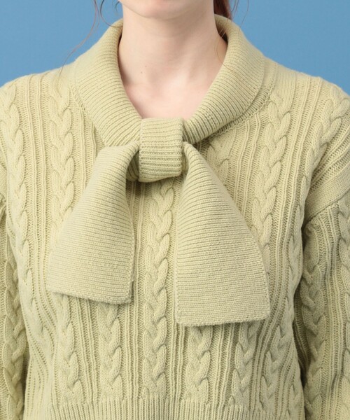 DEICY（デイシー）の「ケーブルニットセットアップ（ワンピース・レディース・オフホワイト/グリーン/ピンクベージュ・FREE）」の13枚目の写真