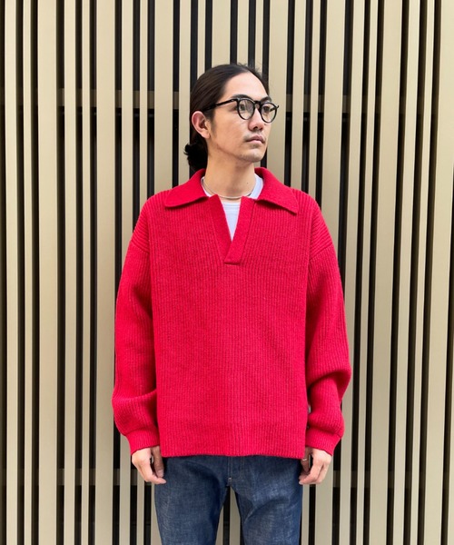 Toironier（トワロニエ）の「Toironier/トワロニエ/Rum Knit Polo/ラムニットポロ（ニット/セーター・メンズ・ブラック/レッド/オフホワイト/グリーン/その他/マスタード/キャメル・FREE）」の6枚目の写真