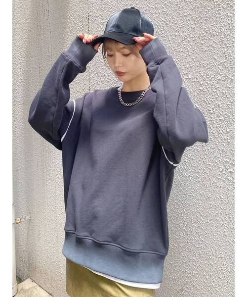 EMODA（エモダ）の「レイヤーダメージルーズプルオーバー（Tシャツ/カットソー・レディース・グレー/ブラック/ベージュ・FREE）」の20枚目の写真