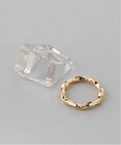 ANEMONE（アネモネ）の「シグネット&メタルリング[2本セット]（リング・レディース・クリア/グリーン/ブラウン・FREE）」の4枚目の写真