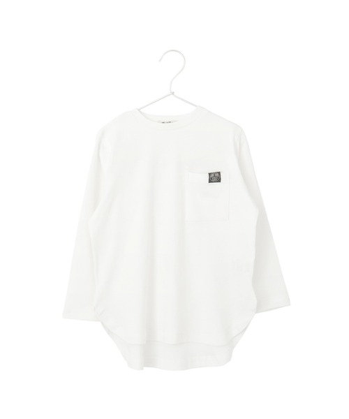 MAKE YOUR DAY（メイクユアデイ）の「ポケット付きロング丈長袖Tシャツ■80～140cm（Tシャツ/カットソー・キッズ・チャコールグレー/サックスブルー/その他/オフホワイト・100/120/80/90/130/110/140）」の2枚目の写真