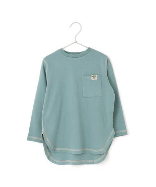 MAKE YOUR DAY（メイクユアデイ）の「ポケット付きロング丈長袖Tシャツ■80～140cm（Tシャツ/カットソー・キッズ・チャコールグレー/サックスブルー/その他/オフホワイト・100/120/80/90/130/110/140）」の4枚目の写真
