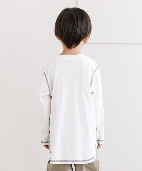 MAKE YOUR DAY（メイクユアデイ）の「ポケット付きロング丈長袖Tシャツ■80～140cm（Tシャツ/カットソー・キッズ・チャコールグレー/サックスブルー/その他/オフホワイト・100/120/80/90/130/110/140）」の6枚目の写真